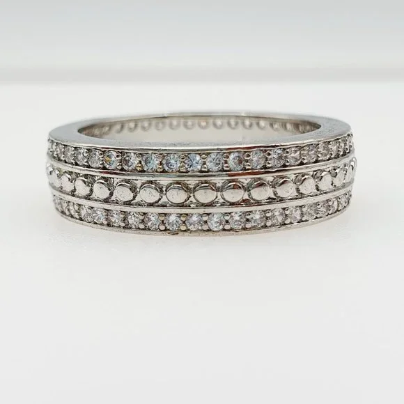 "925 Silver Plated Classic White CZ Wedding Couple Ring, FB16FA1089 - Picture 5 of 6